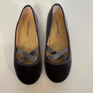 Velvet Criss-Cross Ballet Flats, Grey Size 2